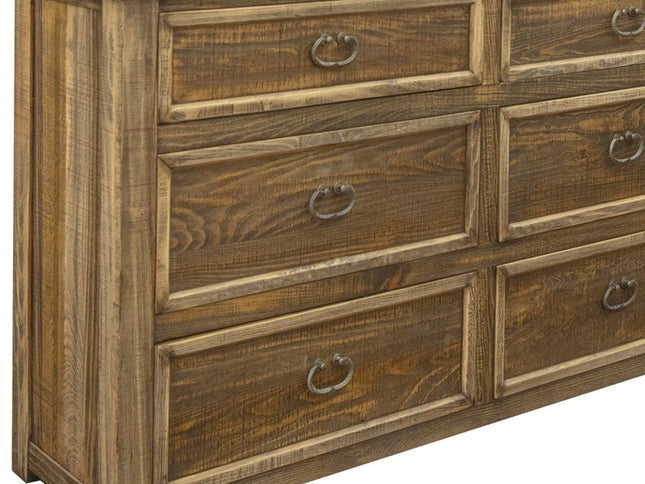 67" Natural Solid Wood Six Drawer Double Dresser