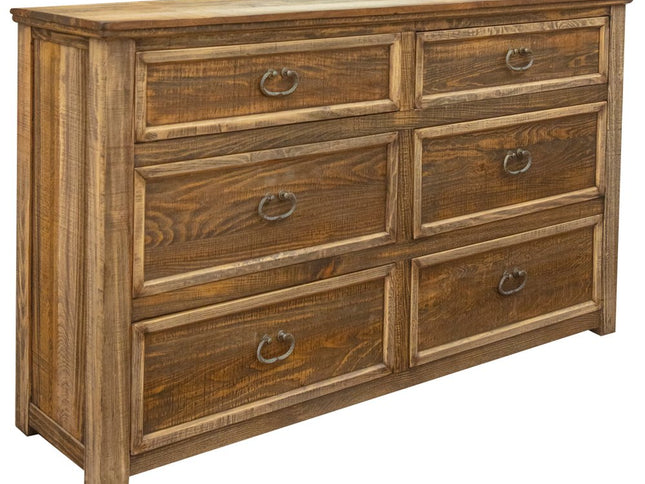 67" Natural Solid Wood Six Drawer Double Dresser