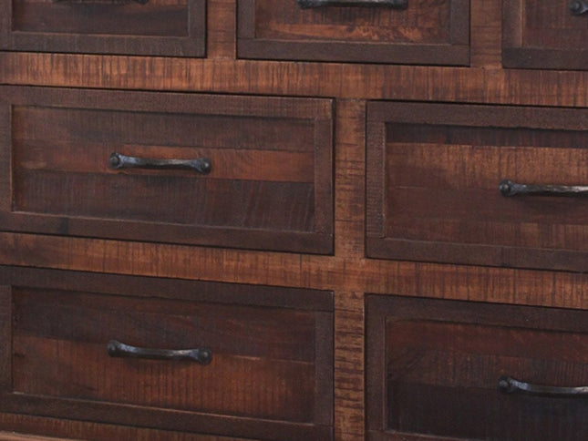 61" Brown Solid Wood Seven Drawer Double Dresser