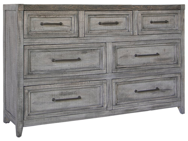 62" Brown Solid Wood Seven Drawer Double Dresser