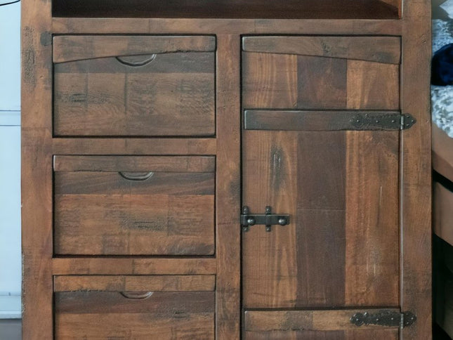 43" Brown Solid Wood Three Drawer Gentlemans Chest