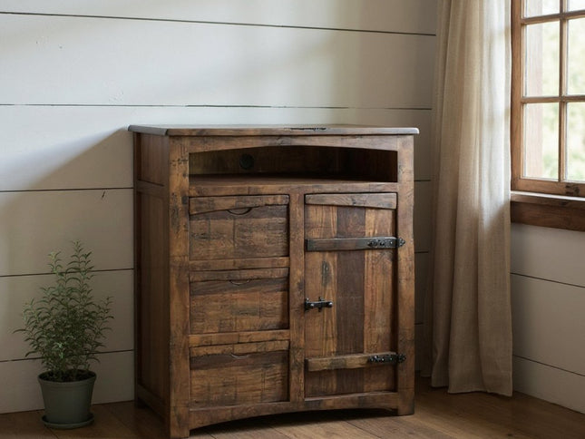 43" Brown Solid Wood Three Drawer Gentlemans Chest