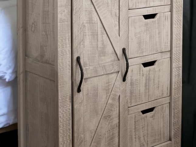 62" Light Gray Solid Wood Six Drawer Triple Dresser