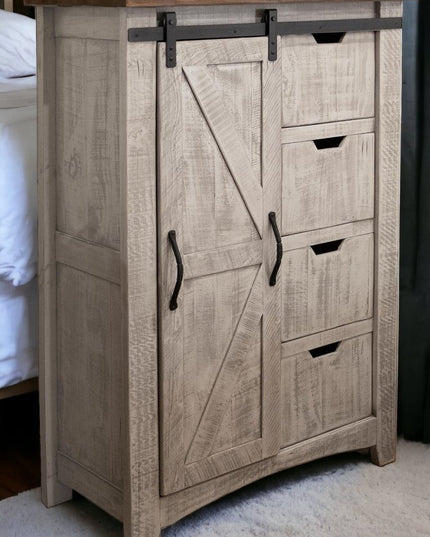 62" Light Gray Solid Wood Six Drawer Triple Dresser