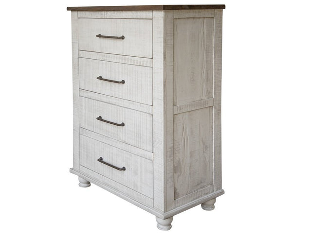 36" Brown and White Solid Wood Four Drawer Chest