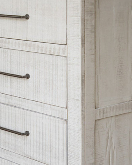 36" Brown and White Solid Wood Four Drawer Chest