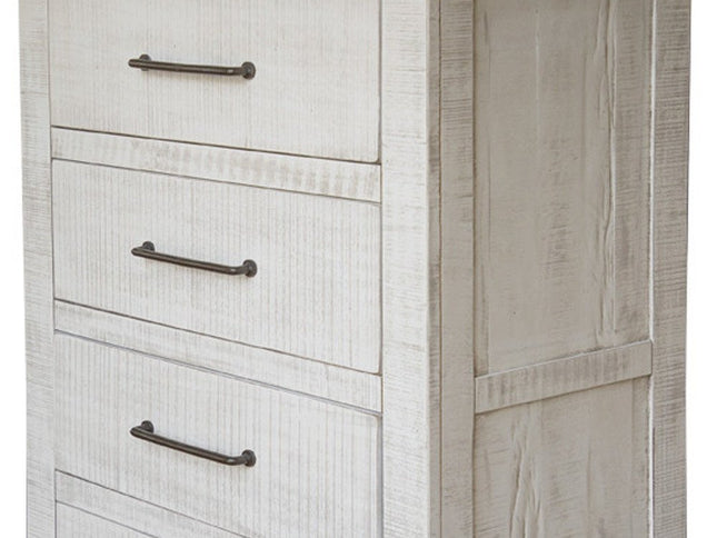 36" Brown and White Solid Wood Four Drawer Chest