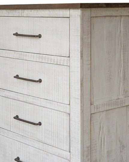 36" Brown and White Solid Wood Four Drawer Chest