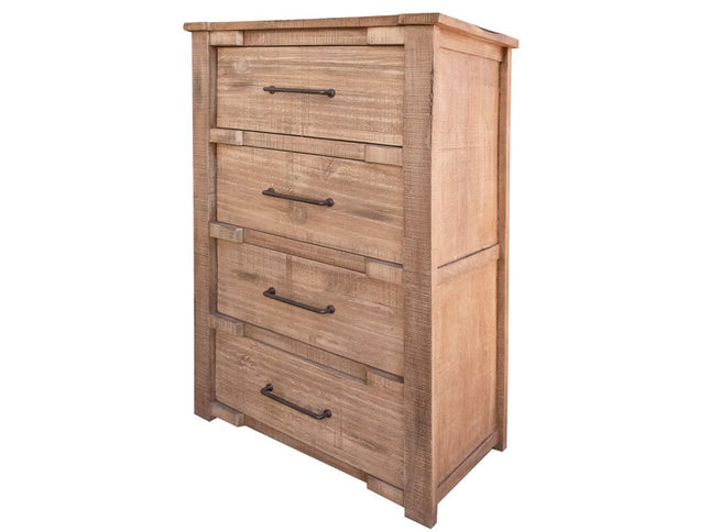 36" Brown and White Solid Wood Four Drawer Chest