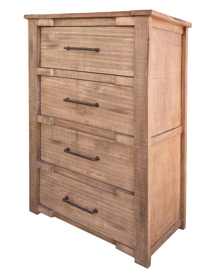 36" Brown and White Solid Wood Four Drawer Chest