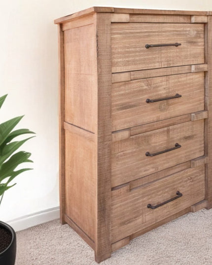 36" Brown and White Solid Wood Four Drawer Chest