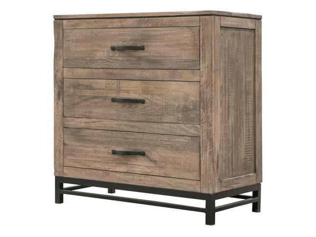 36" Brown Solid Wood Three Drawer Chest
