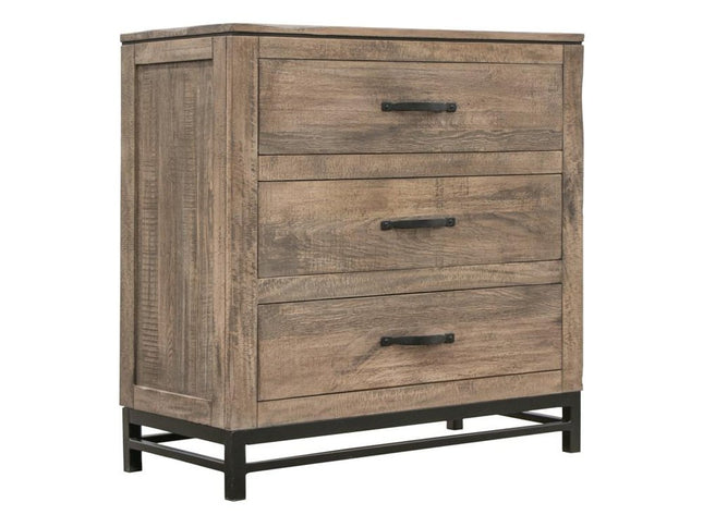 36" Brown Solid Wood Three Drawer Chest