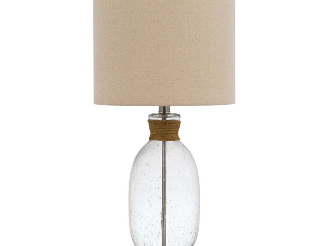 26" Brown Mason Jar Table Lamp With Brown Drum Shade