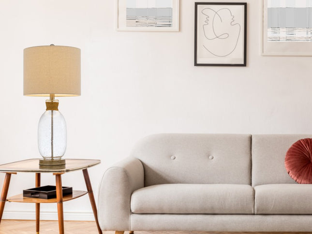 26" Brown Mason Jar Table Lamp With Brown Drum Shade