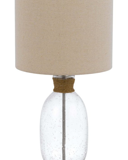 26" Brown Mason Jar Table Lamp With Brown Drum Shade