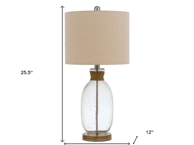 26" Brown Mason Jar Table Lamp With Brown Drum Shade