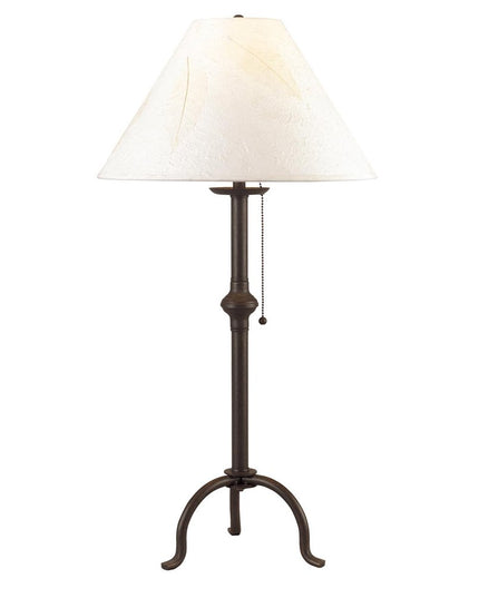 32" Black Metal Table Lamp With Off White Empire Shade