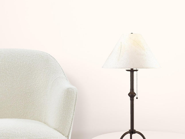 32" Black Metal Table Lamp With Off White Empire Shade