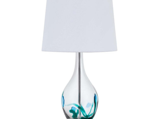 27" Clear Glass Table Lamp With White Empire Shade