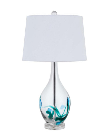 27" Clear Glass Table Lamp With White Empire Shade