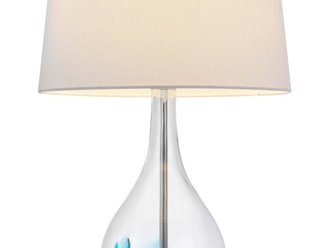 27" Clear Glass Table Lamp With White Empire Shade
