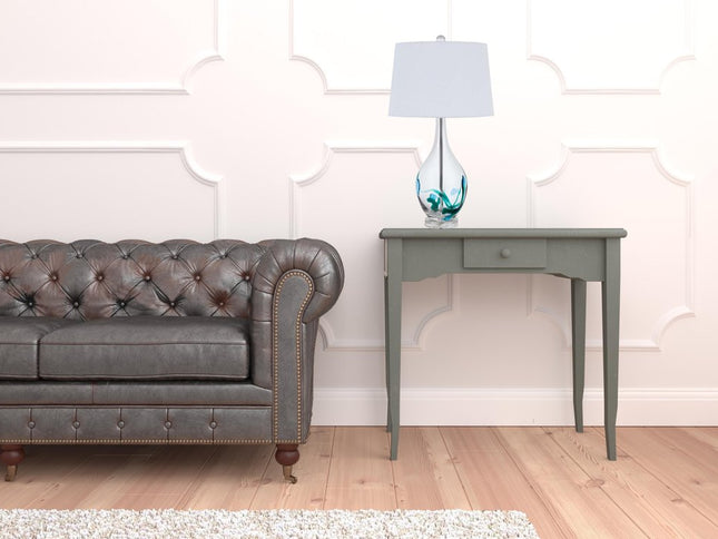 27" Clear Glass Table Lamp With White Empire Shade