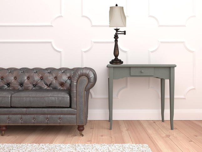 30" Rust Metal Table Lamp With Pearl Bell Shade