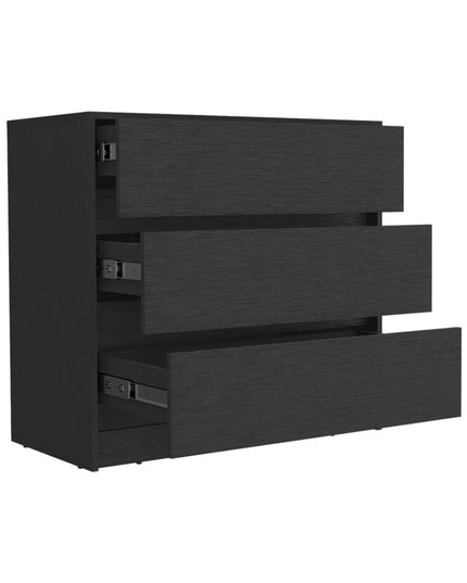 33" Black Three Drawer Dresser