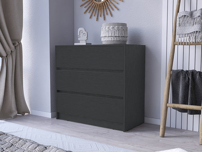 33" Black Three Drawer Dresser