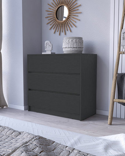 33" Black Three Drawer Dresser
