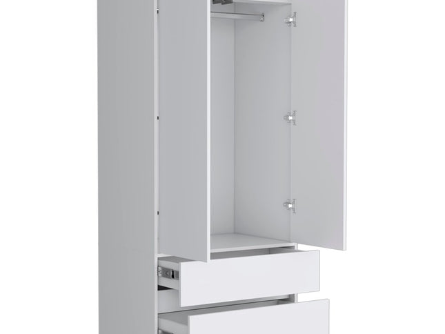 32" White Two Drawer Combo Dresser