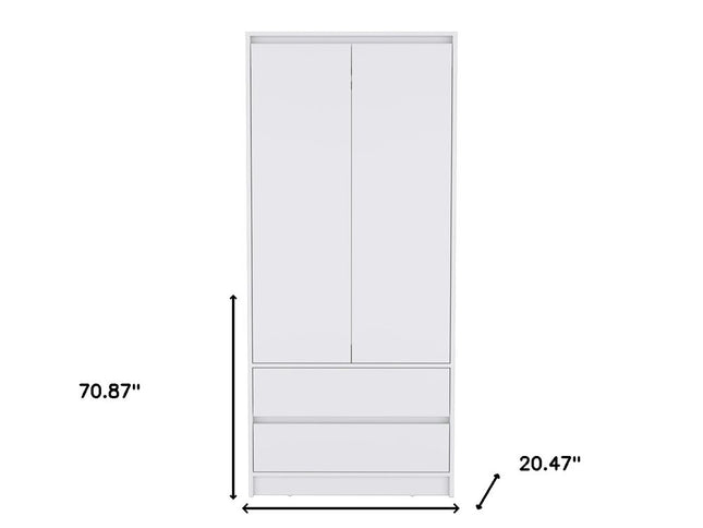 32" White Two Drawer Combo Dresser