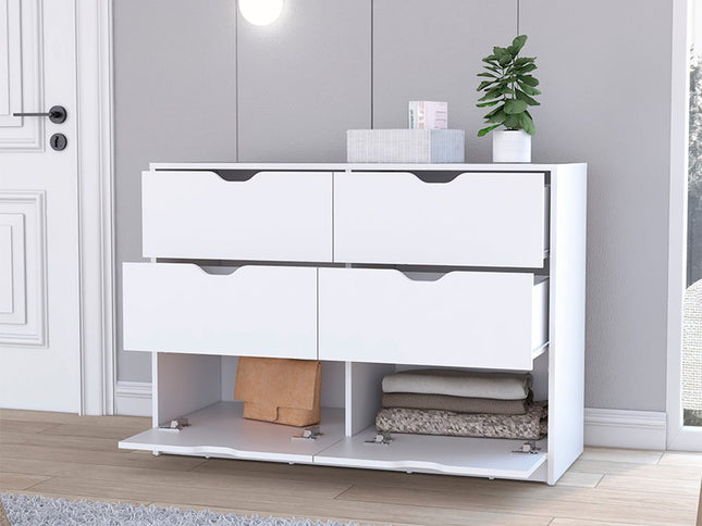 42" White Four Drawer Dresser