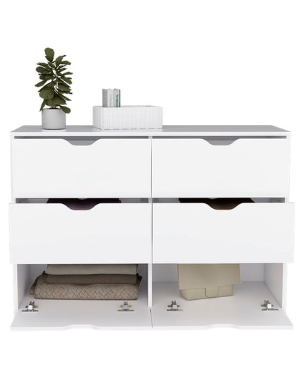 42" White Four Drawer Dresser