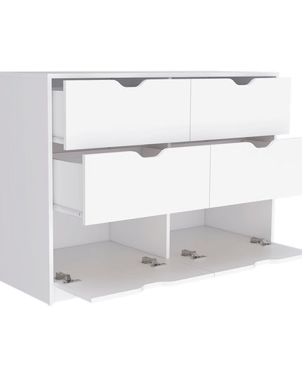 42" White Four Drawer Dresser