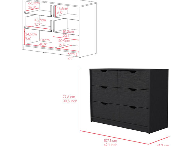 42" White Four Drawer Dresser
