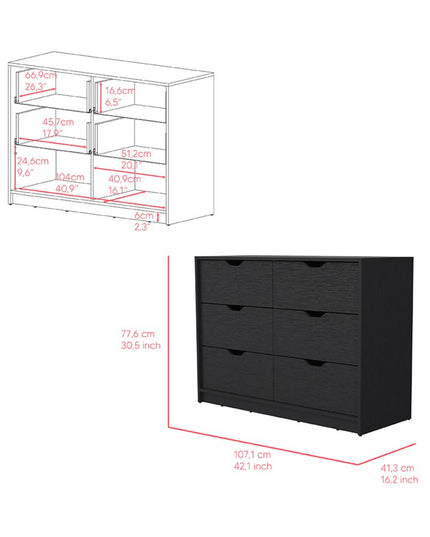 42" White Four Drawer Dresser