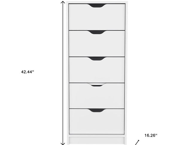 18" White Five Drawer Standard Chest