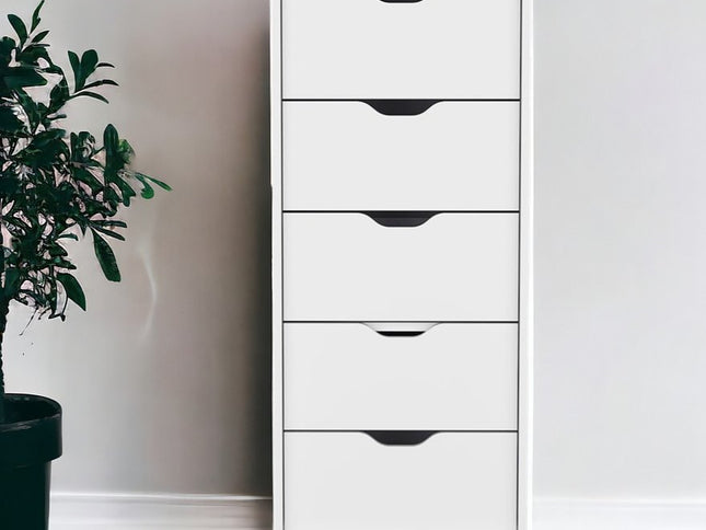 18" White Five Drawer Standard Chest