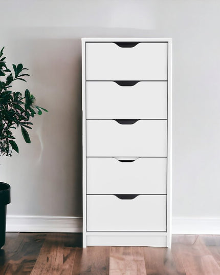 18" White Five Drawer Standard Chest