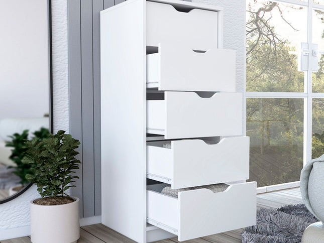 18" White Five Drawer Standard Chest