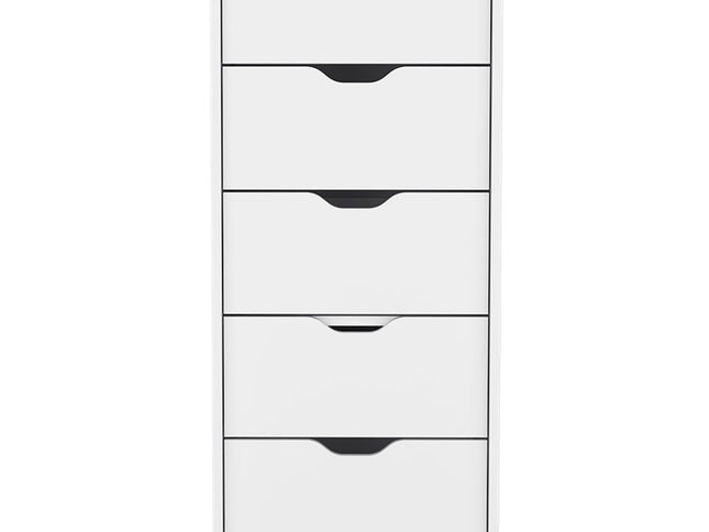 18" White Five Drawer Standard Chest