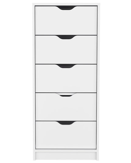 18" White Five Drawer Standard Chest