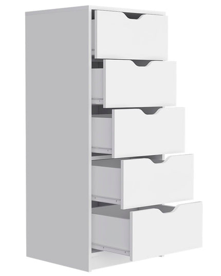 18" White Five Drawer Standard Chest
