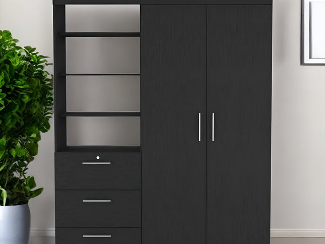 59" Black Three Drawer Dresser