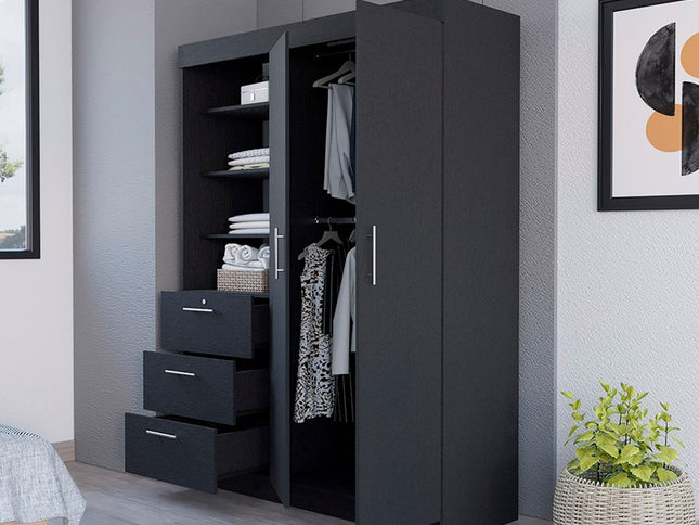 59" Black Three Drawer Dresser