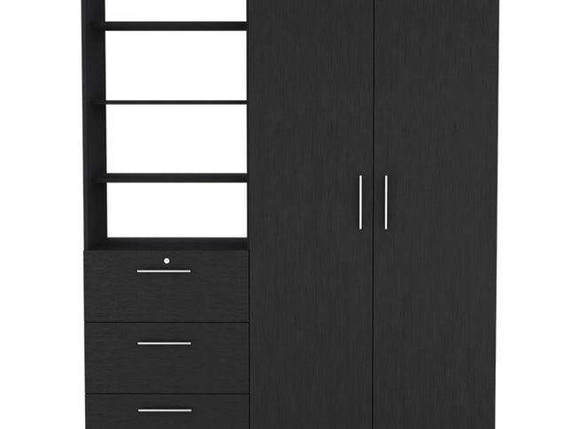 59" Black Three Drawer Dresser