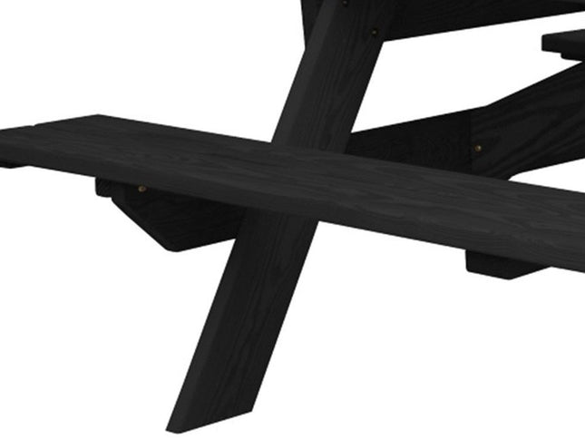 Black Solid Wood Dining Set with Two Benches With Umbrella Hole