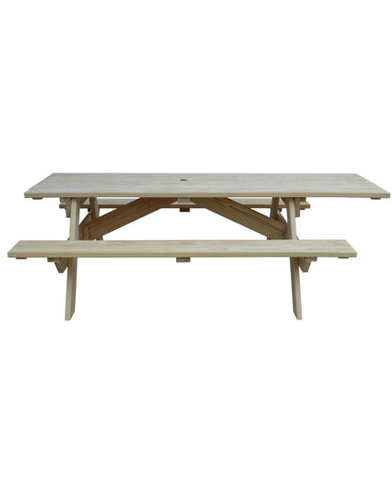Beige Solid Wood Outdoor Picnic Table Umbrella Hole